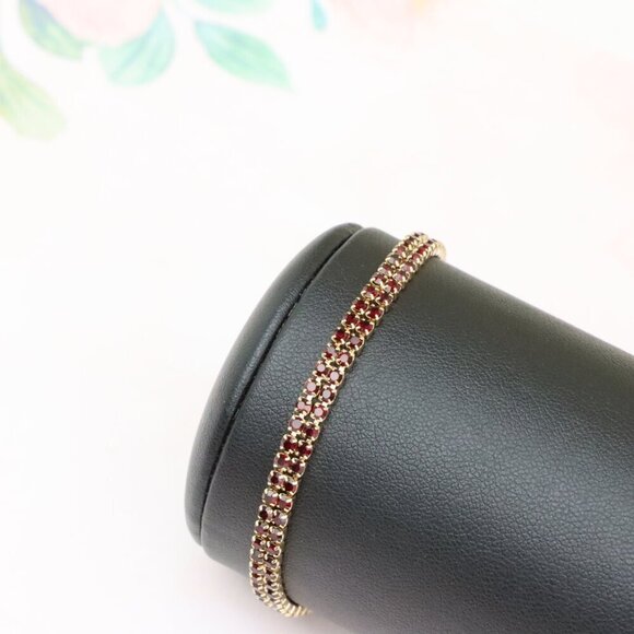 Rose Gold Bracelet with Red Stones, XPBL0683 - Picture 8 of 12